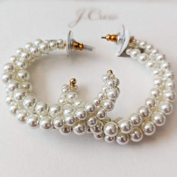 J. Crew Jewelry - J.Crew Braided Pearl Hoop Earrings